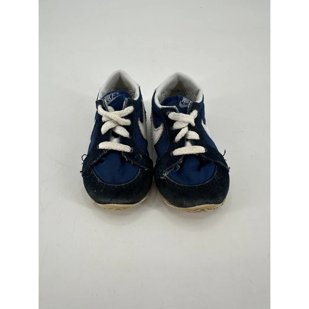 RARE Vintage 80s NIKE Baby Toddler Shoes Blue Suede Sneakers #830305 Size‎ 3.5